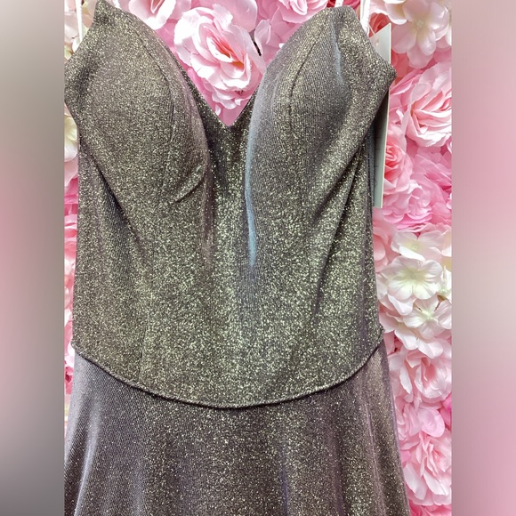 Cecilia Couture 1482 Size 8 Bronze Strapless A Line Long Dress - Picture 3 of 6